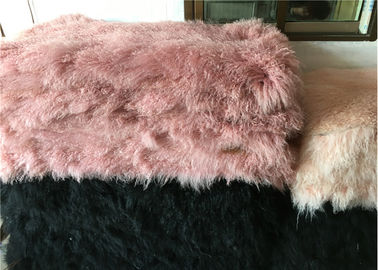 China Long Hair Fluffy Real Sheepskin Rug For Bed / Sofa / Chair Seat Covers supplier