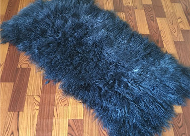 China 2 *4' Navy Blue Mongolian Fur Throw Blanket , Large Sofa Throws Anti Wrinkle supplier