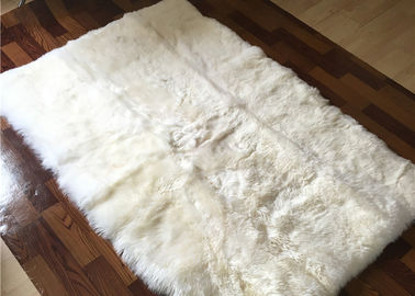 China 120*180cm Square Cream Australian Sheepskin Rug Soft Long Wool With Anti Slip Backing supplier