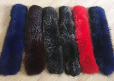 China Raccoon fur collar Luxurious Ladies Long Dechable Leather Coat Collar 100cm supplier