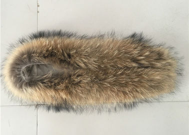 China Large Detachable Raccoon Hood Trim , Natural Color Overcoat Fur Collar  supplier
