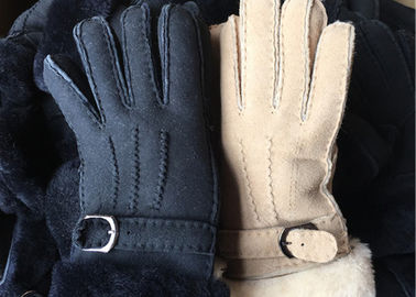 China Black Thick Fur Warmest Sheepskin Gloves With Lambswool Lining Waterproof supplier