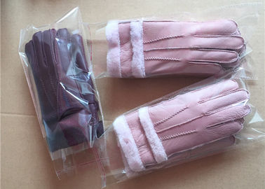 China Women Thick Fur Warmest Sheepskin Gloves Handmade With Merino Wool Lining supplier