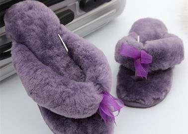 China Sheep Wool Slippers New Model Women Style Genuine Sheepskin Slipper Free Sample Purple Color supplier