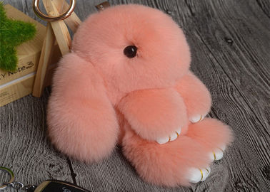 China Rabbit Fur Round Fuzzy Ball Keyring , Cute Fluffy Keychain For Bag Pendant supplier