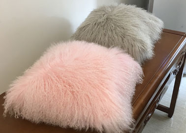 China Mongolian fur Pillow Luxurious Genuine Long Hair Tibet Lamb Fur Throw For home supplier