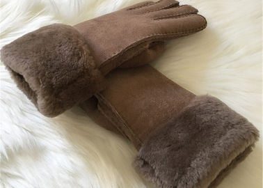 China Warmest Sheepskin Leather gloves MENS SUEDE SHEARLING LINED WINTER GLOVES supplier