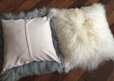 China 16&quot; mongolian sheepskin pillow Sheepskin Wool Fur Leather Pillowcase Mongolian Lambswool Pillow supplier