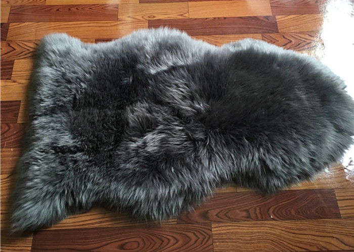 Long Wool Real Sheepskin Rug Grey Dyed