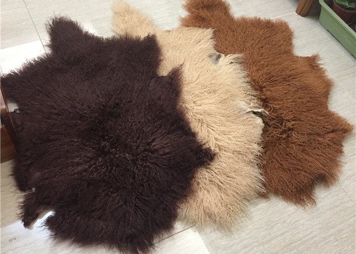 Real Grey Mongolian Sheepskin Rug 20 X 35 For Home Sofa Throw Covers