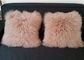 Home Fluffy Genuine Mongolian Fur Pillow Ultra Soft With Rectangular Square Shape supplier