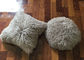 Single Sided Long Hair Mongolian Fur Pillow Light Grey Round / Rectangular Shape supplier