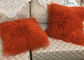 Mongolian Sheepskin Wool Cushion Genuine Long Curly Fur Pillow sheepskin curly fur cushion supplier