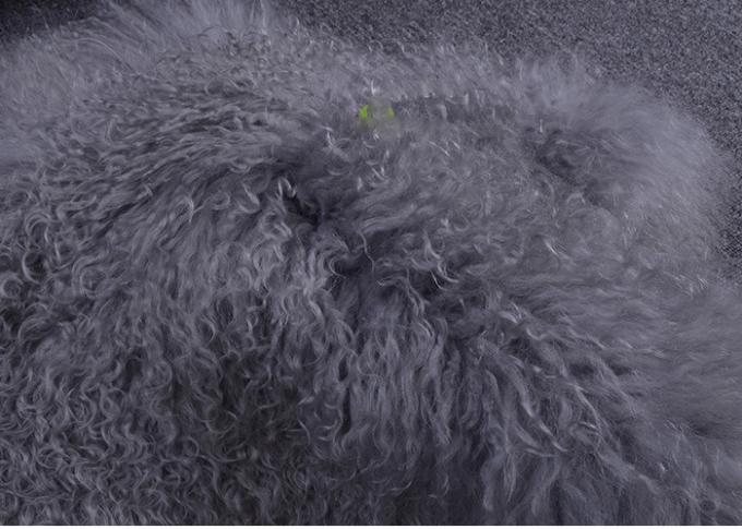 Grey Long Curly Hair Mongolian Sheepskin Rug Living Room With 2*4 Feet Size