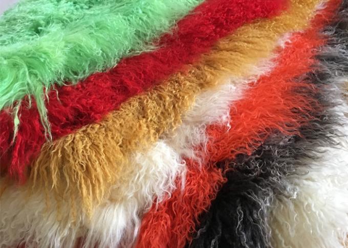 Grey Long Curly Hair Mongolian Sheepskin Rug Living Room With 2*4 Feet Size
