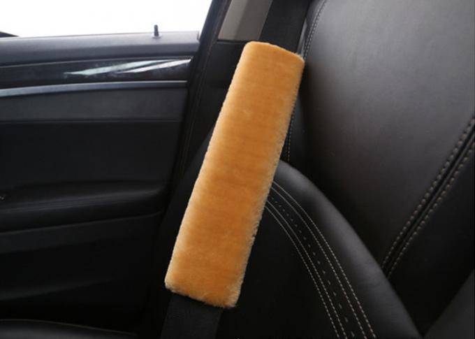 Car Safety Sheepskin Seat Belt Cover Customzied Sizes With Soft Feeling