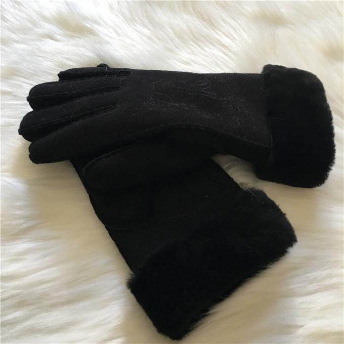 Hand Sewn Pure Sheepskin Real fur Lined Shearling Gloves men's leather