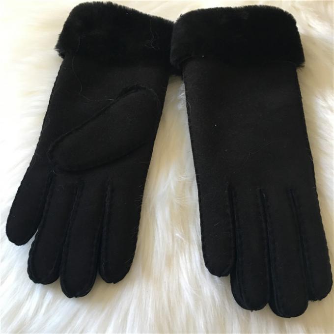 Hand Sewn Pure Sheepskin Real fur Lined Shearling Gloves men's leather