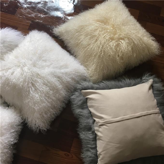 16" mongolian sheepskin pillow Sheepskin Wool Fur Leather Pillowcase