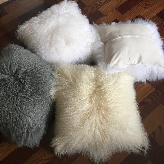 16" mongolian sheepskin pillow Sheepskin Wool Fur Leather Pillowcase