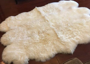 China Long Hair Small Sheepskin For Chair , Luxury Silky Fleece Home Shag Area Rugs supplier