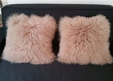 China Home Fluffy Genuine Mongolian Fur Pillow Ultra Soft With Rectangular Square Shape supplier