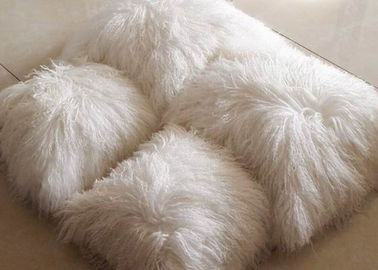 China Mongolian fur Pillow Long Curly White Tibetan Sheepskin Lamb wool Sofa throw supplier