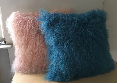 China Colorful Living Room Mongolian Fur Pillow Soft Warm 40 * 40cm For  Car Back supplier