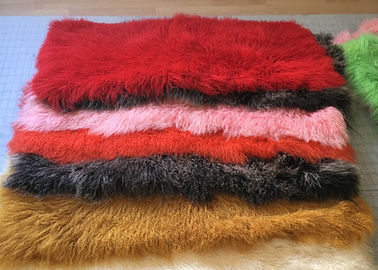 China Dyed Color Soft Skin Mongolian Sheepskin Rug 60 *120cm For Garment Shoes supplier