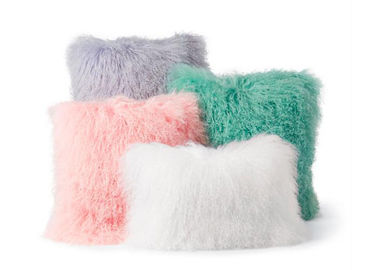 China 16&quot; x 16&quot; Tibetan Lamb Fur Pillow Single Sided Fur Home Sofa throw Many Colors supplier