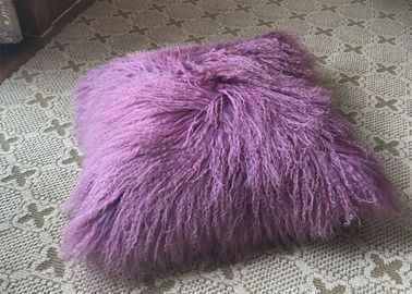 China Tibetan lambskin cushion lilac real fur mongolian sheepskin bed throw 20 inch supplier
