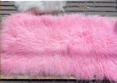 China Mongolian Sheepskin Rug 100% Real Sheepskin Wool 60*120cm Dyed Pink Color Free Samples supplier
