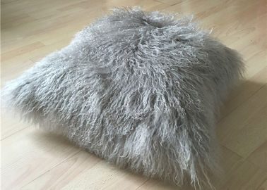 China Real Super Soft Plush Mongolian Sheepskin Cushion Covers Warm 16x16 Inches supplier