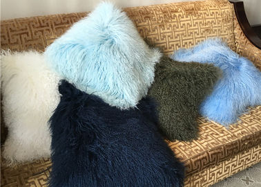 China Mongolian fur Pillow Colorful Dyed Long Hair Tibet Skin Lamb fur Couch Cushion supplier