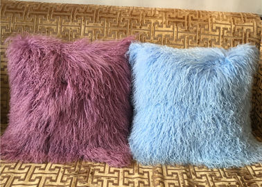 China Mongolian fur Pillow Long Curly Amethyst Tibetan Fluffy Fur Couch Throw18 inch supplier