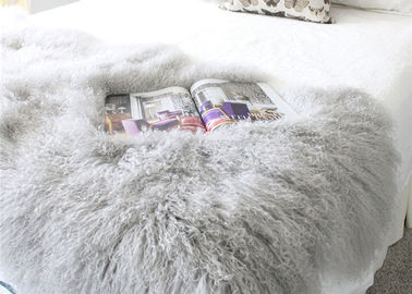 China Real Grey Curly Hairs Tibetan Lamb Fur Smooth Warm 48'' X 24&quot;  For Home / Hotel supplier