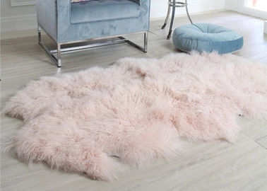 China Pink Curly Hair Extra Large Sheepskin Rug Comfortable Anti Shrink For Home Floor supplier