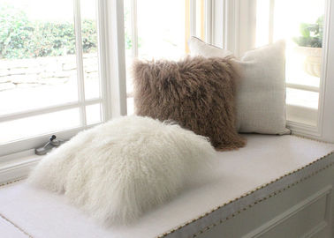 China Real Tibetan lamb fur MONGOLIAN LAMB 24X24 EXTRA LARGE DECORATIVE FUR PILLOW supplier