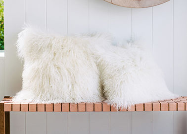 China Mongolian lambskin Throw White Pillow Genuine Sheepskin with natural curls supplier