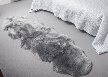 China Light Grey Long Wool Australian Sheepskin Rug Double Pelts For Floor Covering supplier