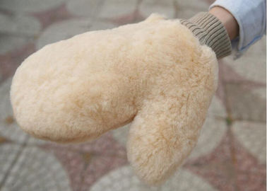 China Genuine Shearling Wool Wash Mitt , Single Side Fur Merino Wool Wash Mitt supplier