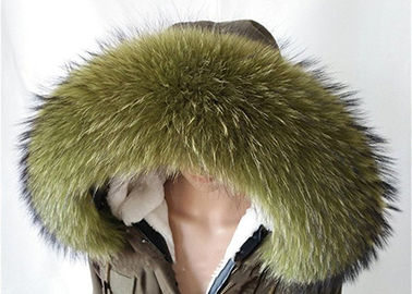 China Raccoon fur collar Large Long Detachable Real Fur Collar for Winter 80 cm Green supplier