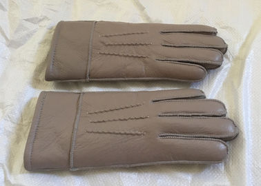 China Double Face Mens Sheepskin Lined Leather Gloves Soft Warm For Winter / Driving supplier