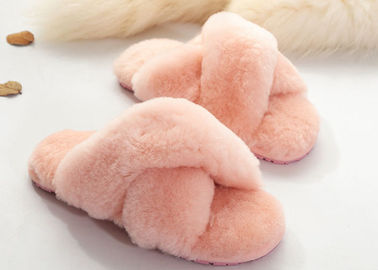 China Women Indoor Shearling Sheep Wool Slippers Open Toe With Thick Wool Fluffy Fur supplier