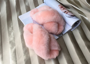 China Dyed Pink Sheep Wool Slippers Real Australia Merino Fur With15mm Slender Fleece supplier