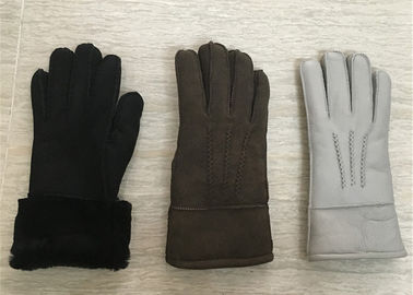 China Luxurious Warmest Sheepskin Gloves / Black Leather Women's Sheepskin Mittens supplier
