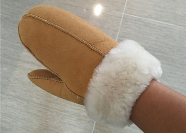 China Women Hand Sewing Warmest Sheepskin Gloves , Suede Leather Mittens supplier