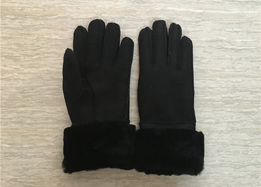 China Women Shearling Warmest Sheepskin Gloves , 100% Hand Sewing Lambswool Lining Cuff supplier