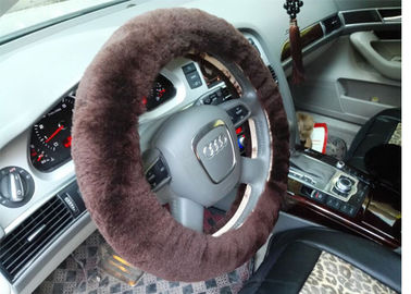 China Autumn / Winter Beige Sheepskin Steering Wheel Cover With Australia Wool supplier