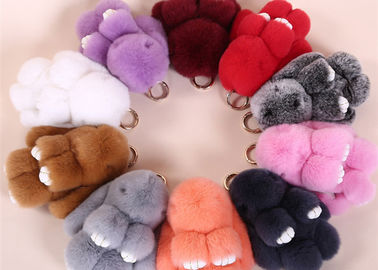 China 100% Genuine Portable Rabbit Fur Keychain Soft PP Cotton Filling For Girls supplier